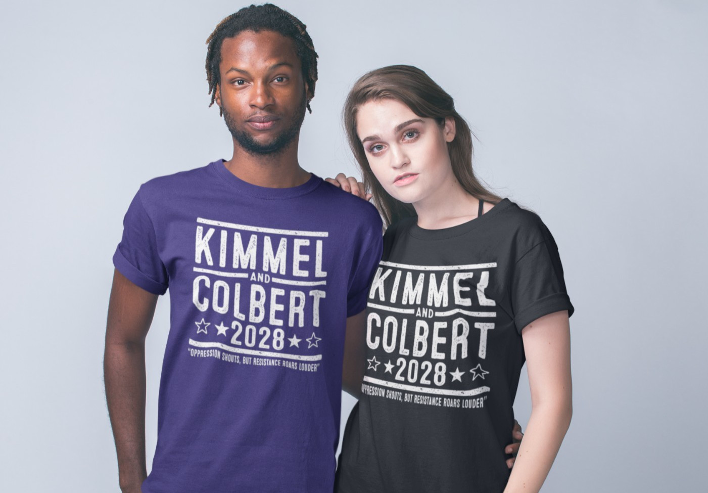 Kimmel Colbert 2028 Election Free Speech Protest Rights Xs-5x Unisex Soft Tshirt