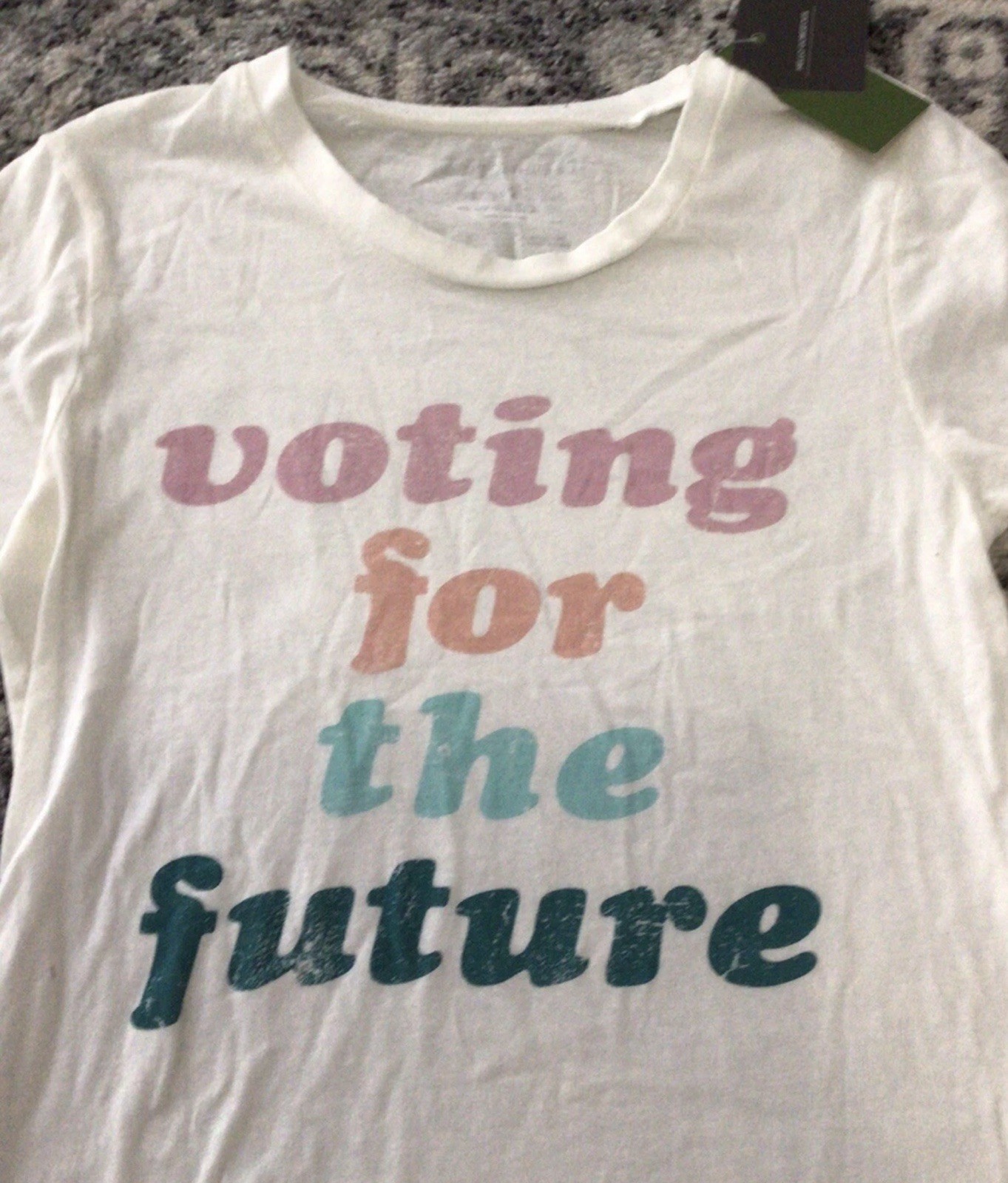 Grayson Threads Women’s Vote Cream T Shirt Voting For The Future NWT S