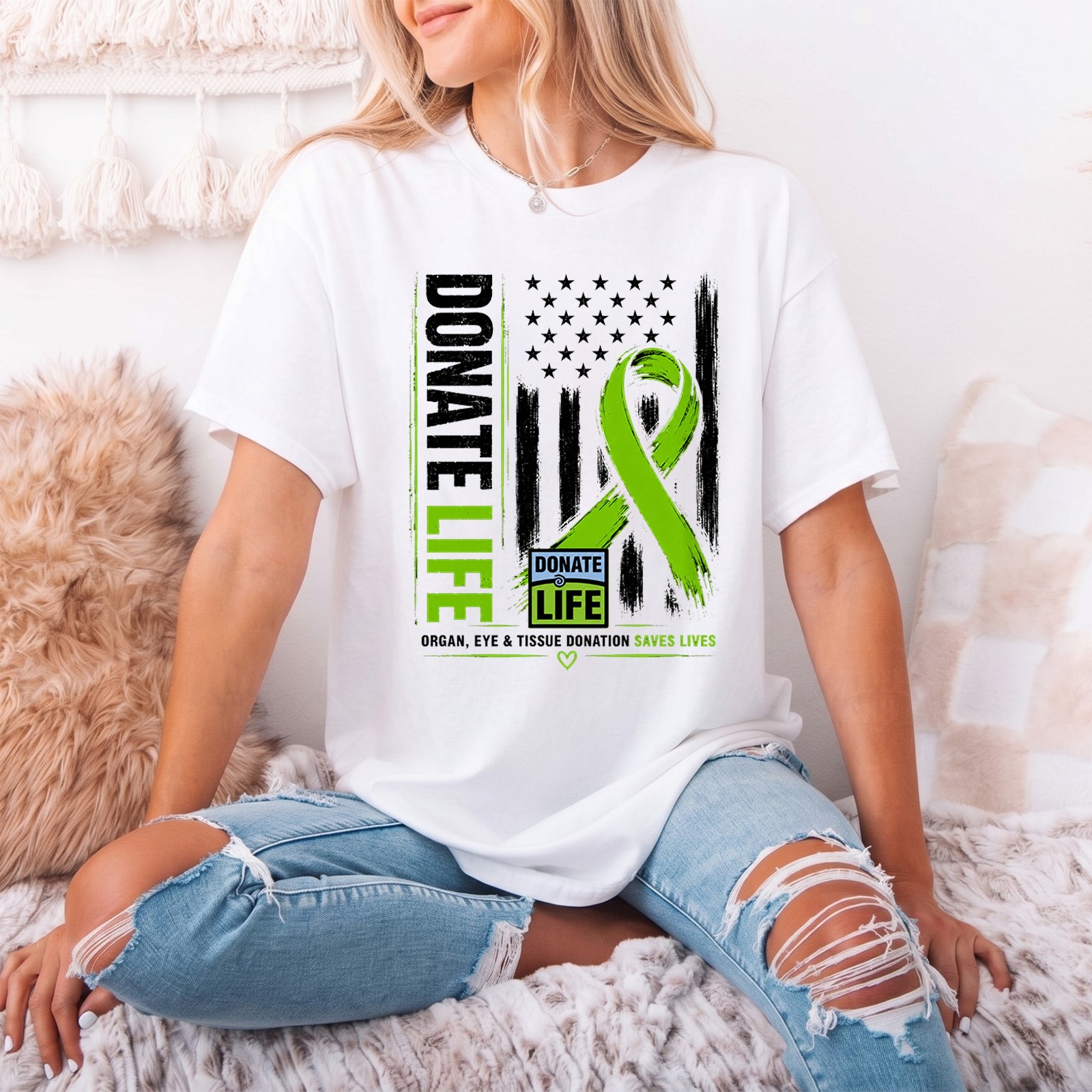 Donate Life Shirt Organ Donation Awareness Shirt Green Ribbon Graphic Tee