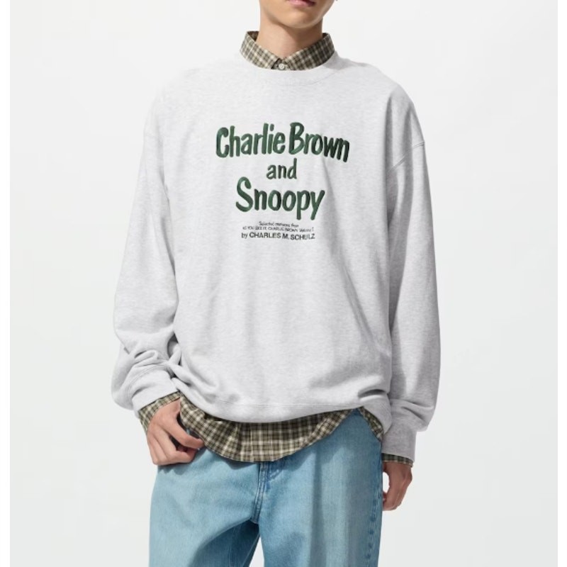 NWT Uniqlo PEANUTS Charlie Brown and Snoopy Sweatshirt in Gray Unisex L