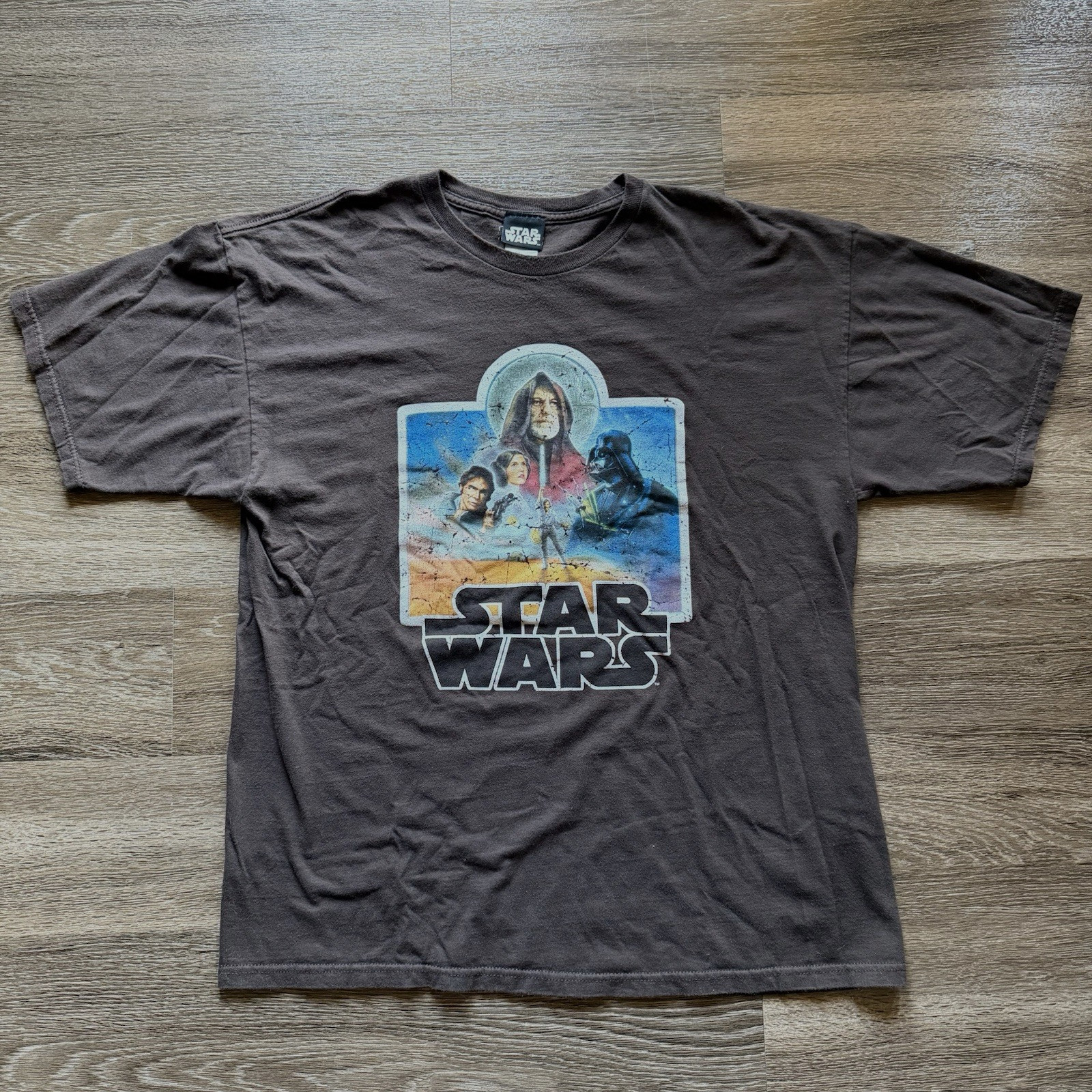 Vintage Official Star Wars T-Shirt Brown Lucas Films Luke Vader Men’s XL