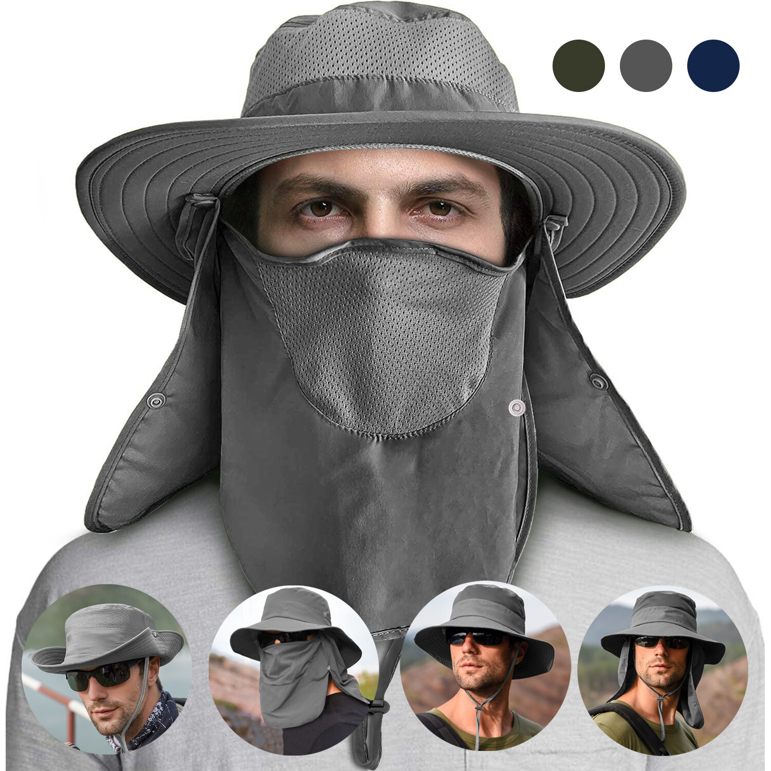 Wide Brim Sun Hat Breathable Bucket Cap Summer Fishing UV Protection Men Women