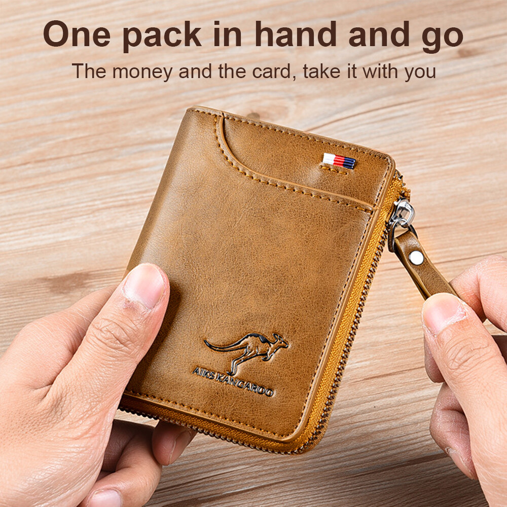 Waterproof Mens RFID Blocking Leather Wallet Credit Card ID Holder Zipper Purse