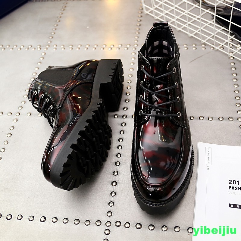 Men’s Shiny Leather High Top Ankle Boos Chukka Pointed Toe Dress Business Shoes
