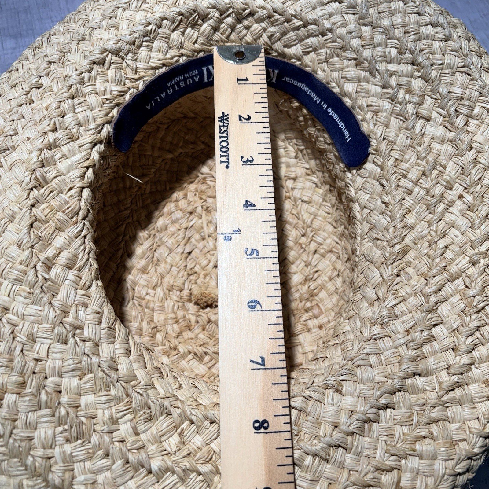 Helen Kaminski Australia 100% Raffia Hat Handmade In Madagascar Natural Roll Rim