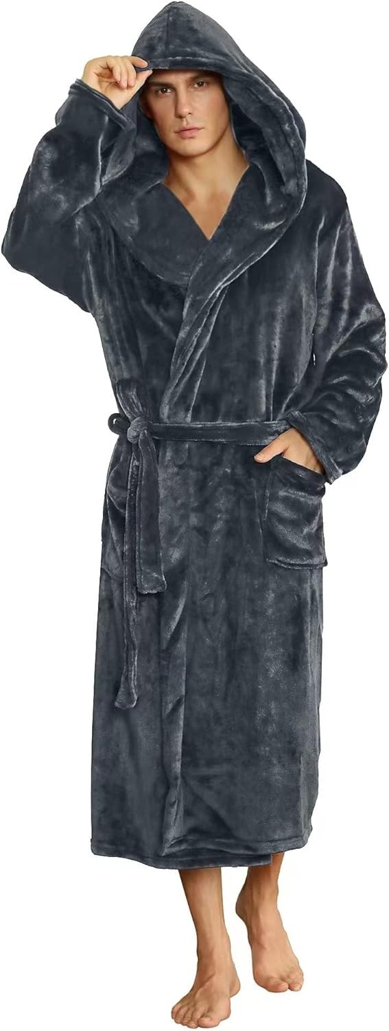 Luxury Plush Hooded Robe Super Soft Robe Warm Plush Hooded BathRobe Fleece Hood
