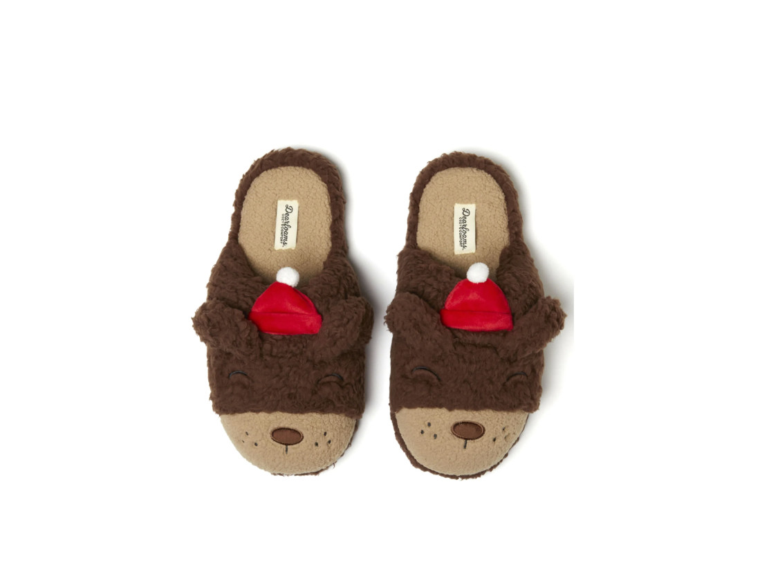 Dearfoams Holiday Snowbear Slippers Mens (3-4) Womens (5-6)
