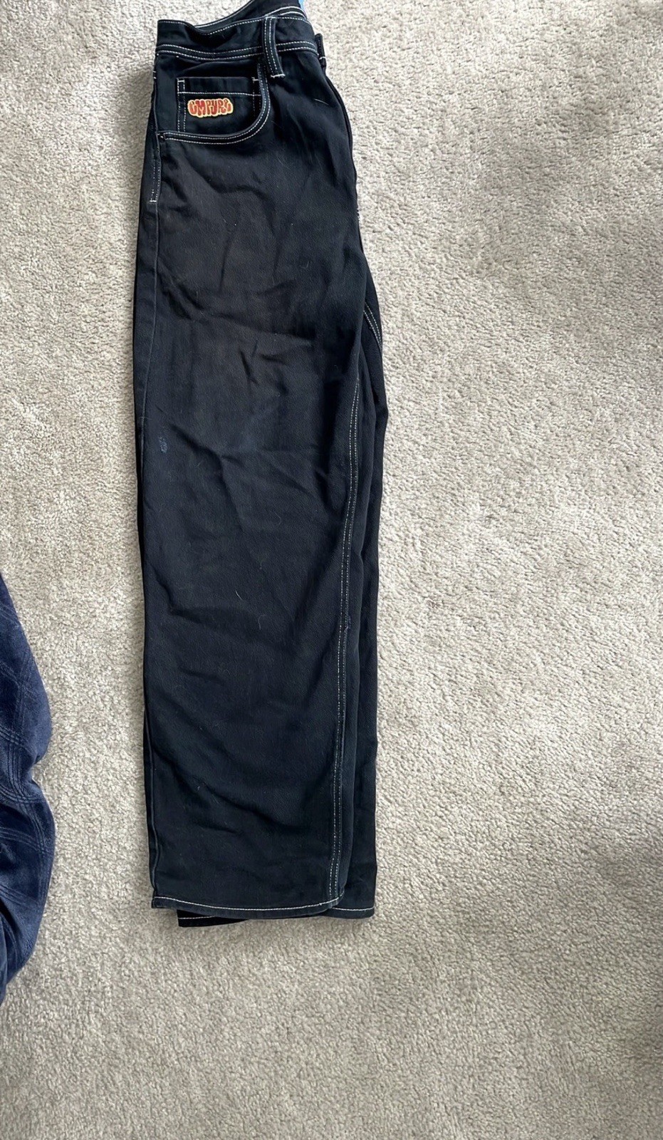 Empyre Men’s Black Dark Wash Straight Leg Denim Jeans Cotton 5-Pocket Logo