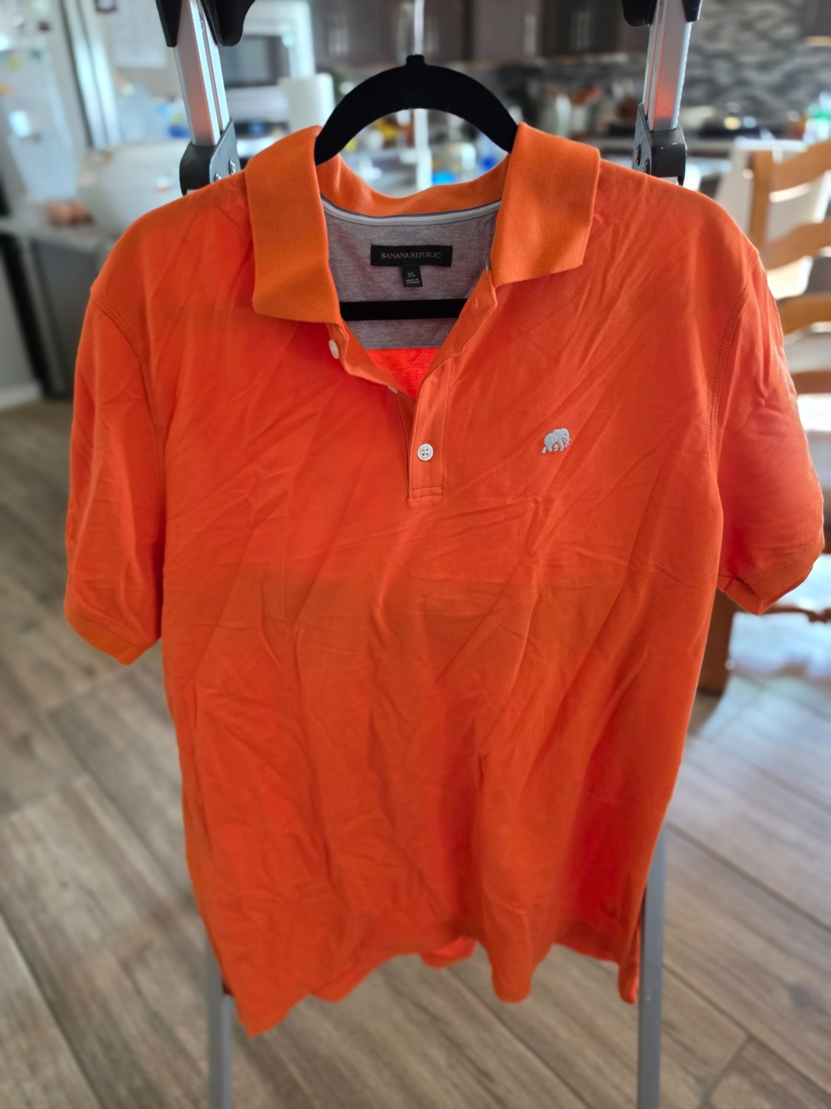 NWT Banana Republic Polo Shirt Mens XL Extra Large Orange Elephant Logo Pique Co