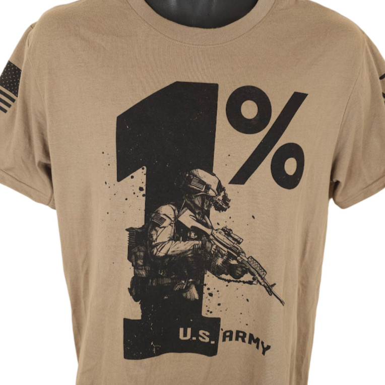 United States Army T Shirt Mens Size Medium Beige 1% US Military Recon Wear