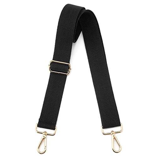 Wide Purse Straps Replacement Adjustable Crossbody Gold Hardware 3.8CM Black