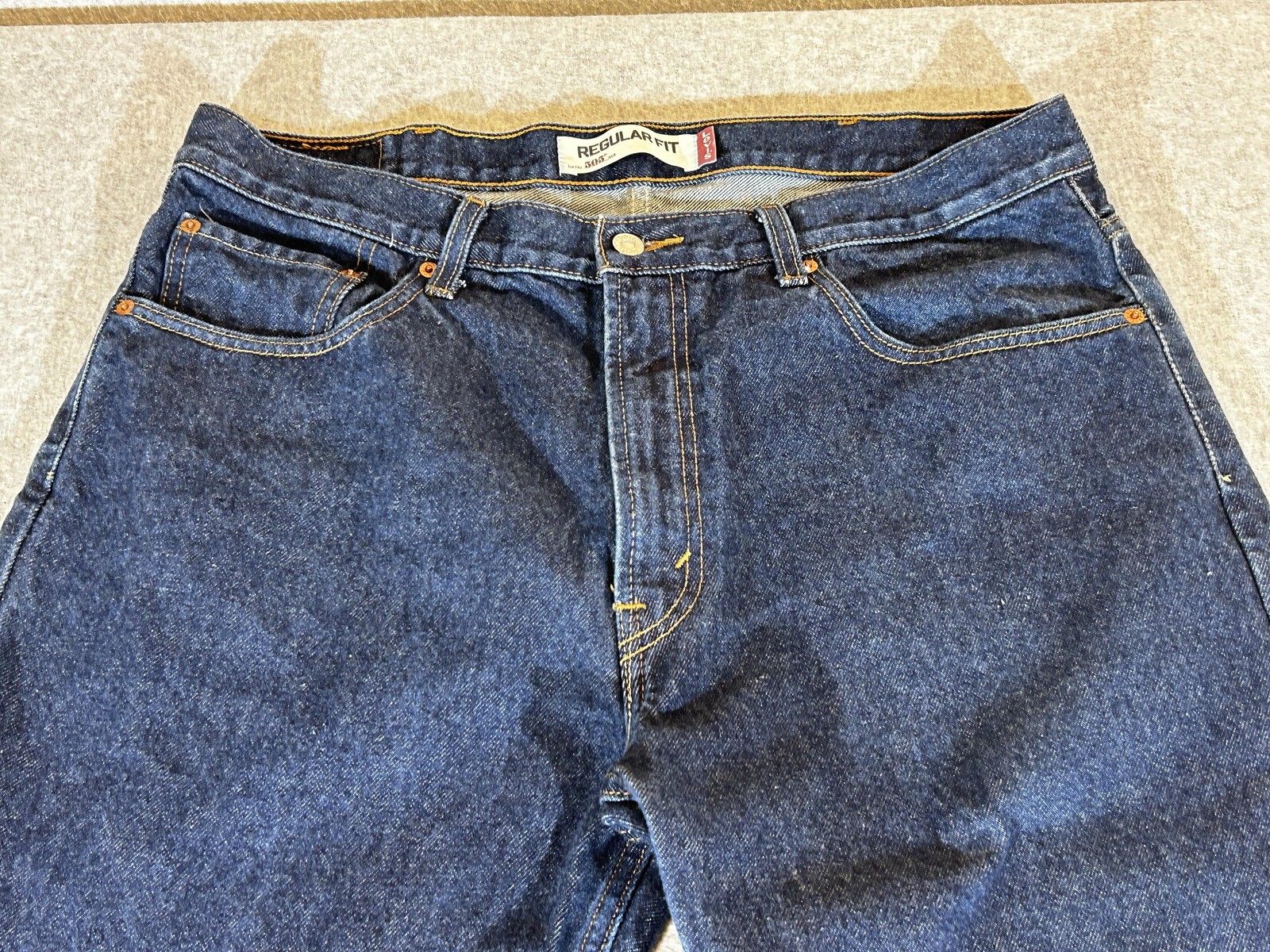 Levis 505 Jeans Mens 38×30 Regular Fit Straight Dark Wash Blue Americana Classic