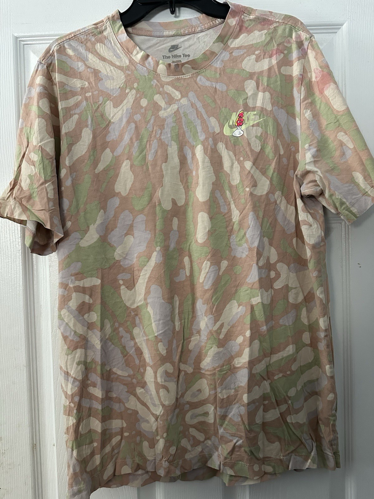 Nike Tan Tie Dye Graphic Design T-Shirt Size L Short Sleeve