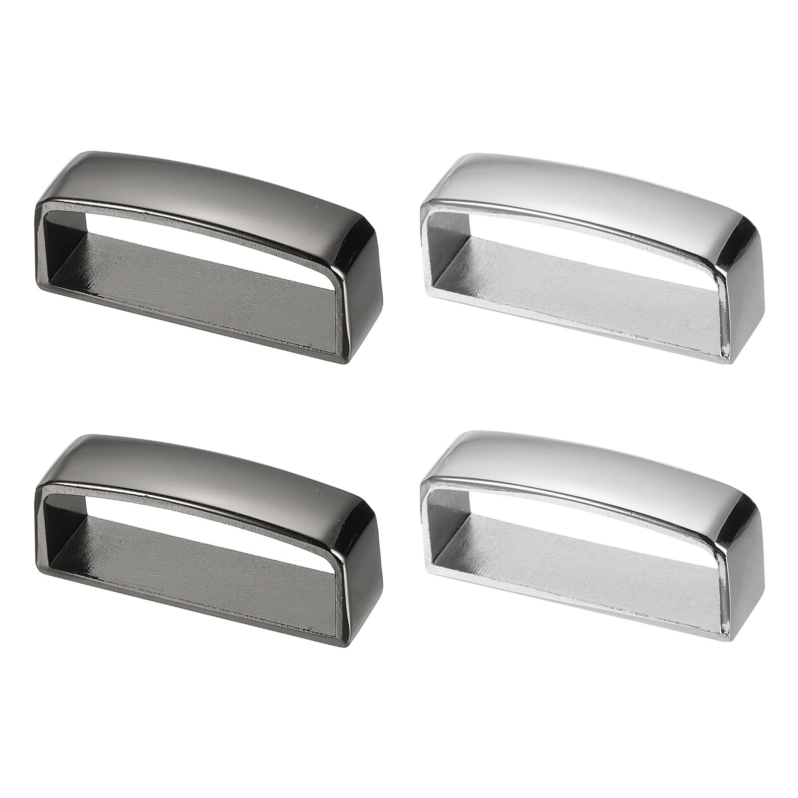 4Pcs 1-1/4 Inch 40mm Belt Loop Keeper Alloy Belt Men’s Buckle Black/Silver Tone