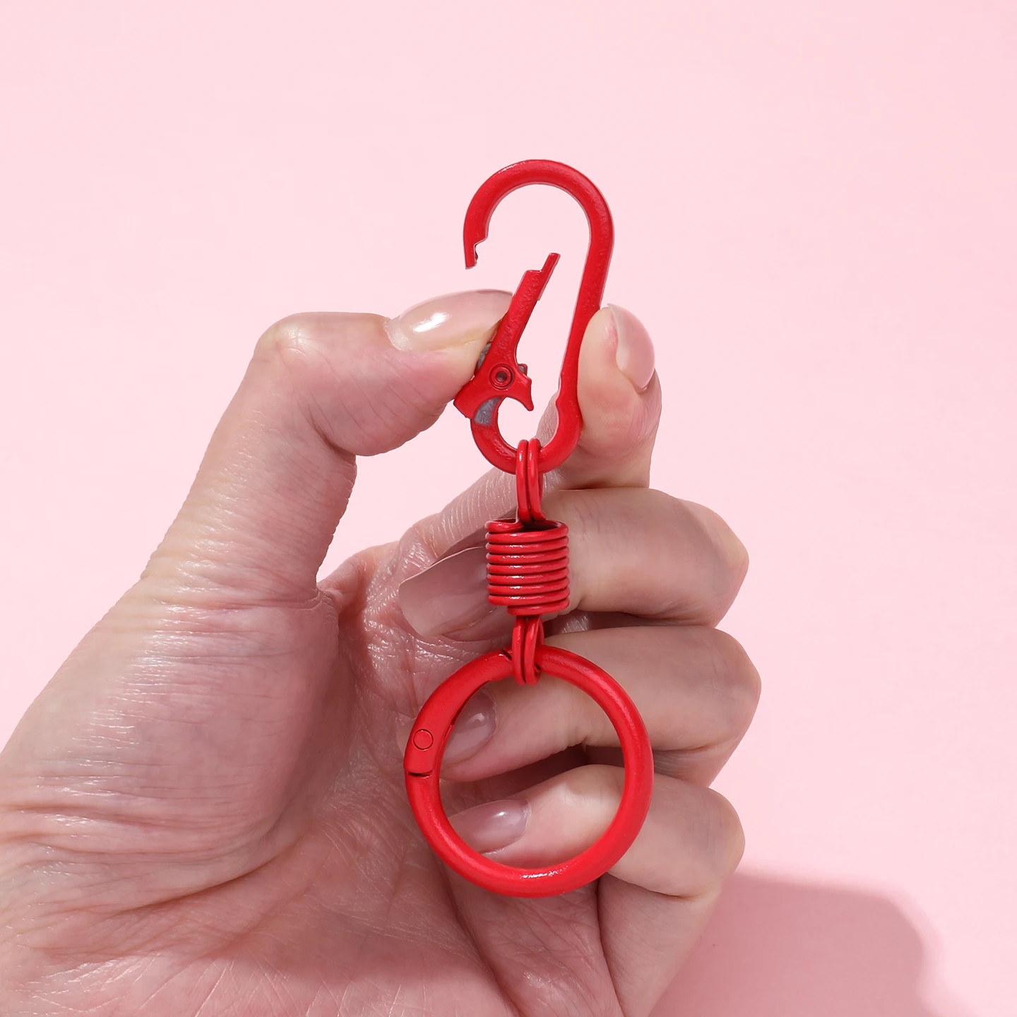 1Pc Colorful Spring Keychain Cute Key Ring Holder Carabiner Buckle for DIY Jewel