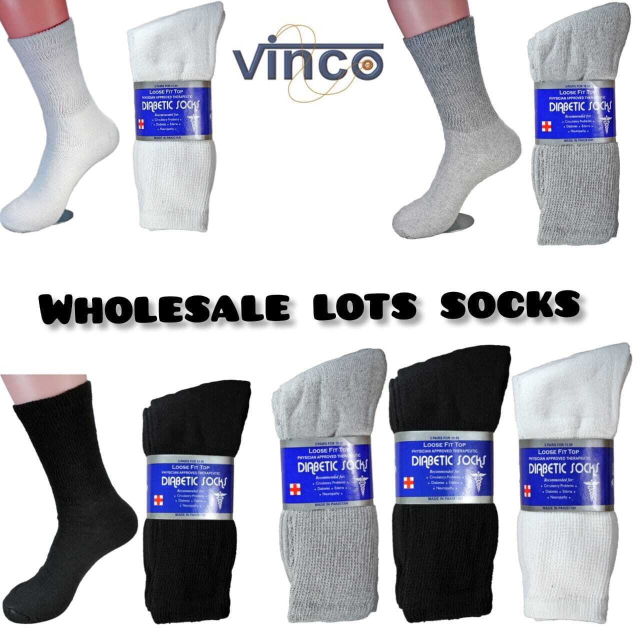 Wholesale Bulk Lots Men Diabetic Crew Socks Health Circulatory Cotton Size 9-15