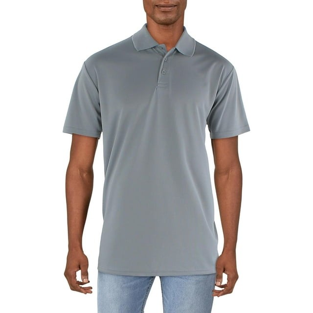 Galaxy by Harvic Men’s Dry Fit Moisture-Wicking Polo Shirt in Grey-XL