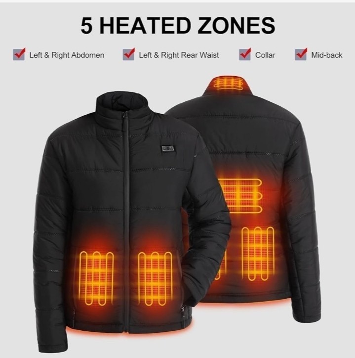 SAVIOR HEAT Heated Jacket Size Small – Black 5-Zone Heated Coat w/ Battery New