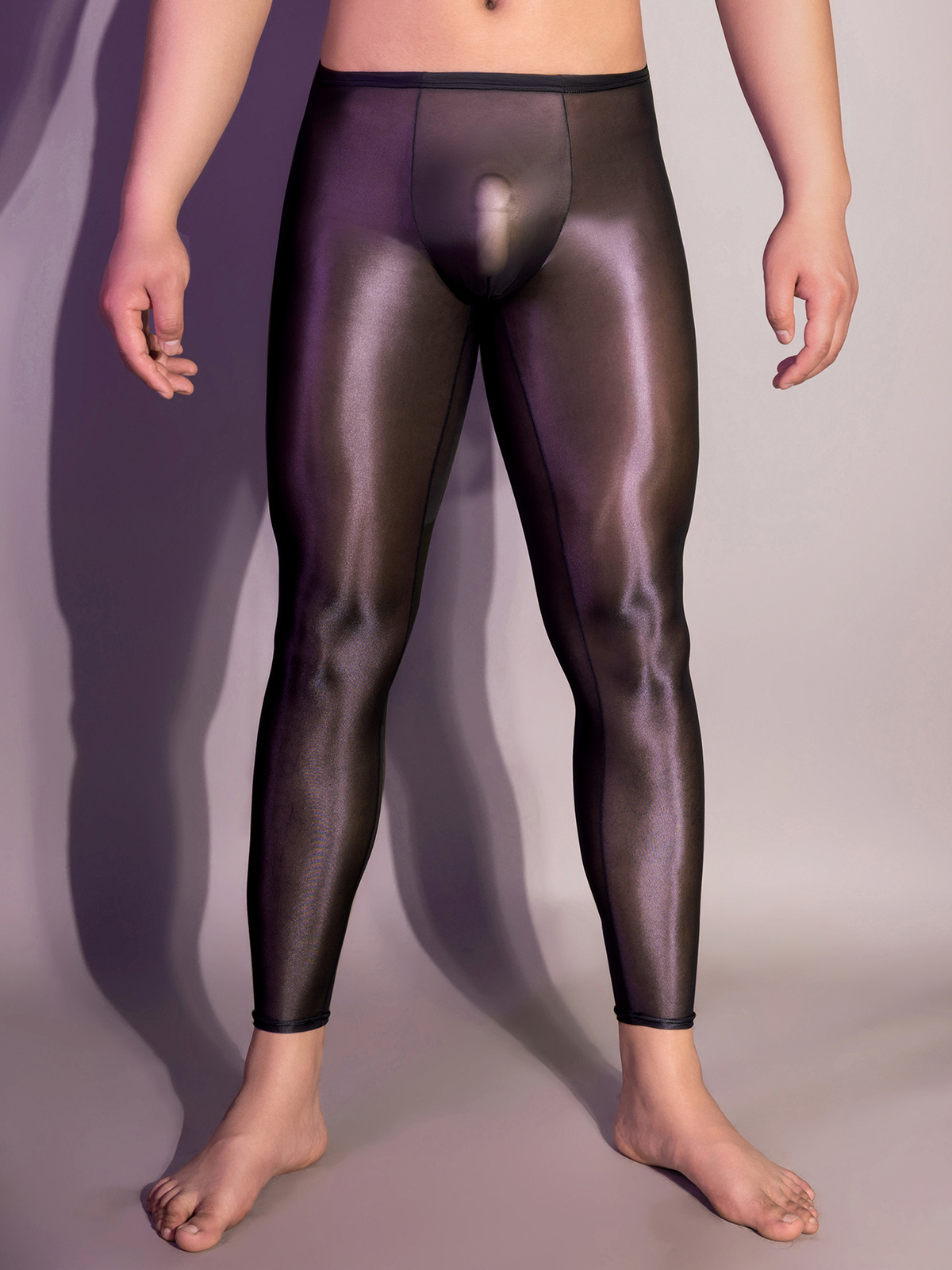 Men Glossy Long Trousers Stretch Tight Gothic Leggings Shiny Latex Leather Pant