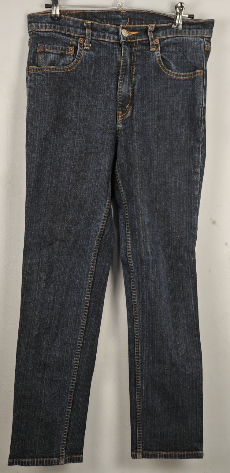 Levis 505 Womens Jeans W30 L26 Dark Blue Straight Leg Denim Irregular