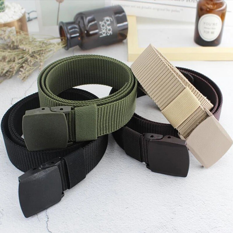 Men Tactical Belt Nylon Military Webbing Outdoor Security Plastic Buckle Work
