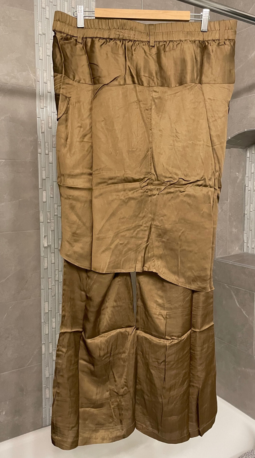 NWT $415 SoHo Designer Nicholas K Free People Mocha Satin Micah Pants Large L