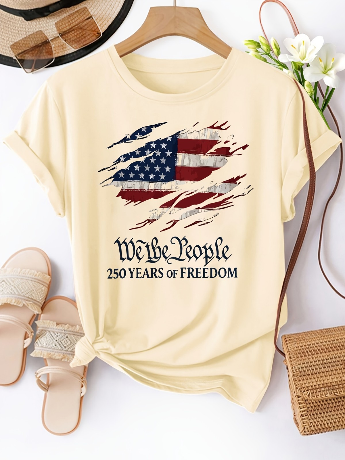 Women “We The People 250 Years of Freedom 250th”Anniversary USA T-shirt Tops ❀
