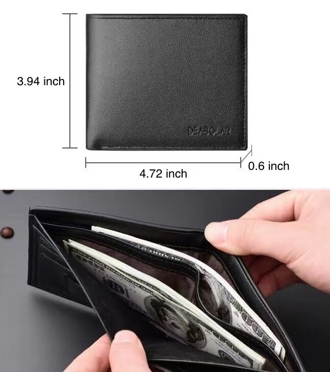 Men’s Bifold Leather Wallet With ID Window Credit Card Holder Slim Purse