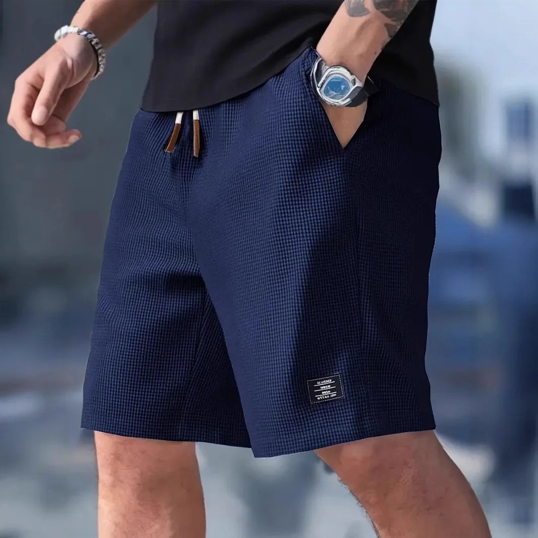 Men’s Summer Casual Sports Shorts Plaid Checkered Loose Knee Length Shorts Ameri