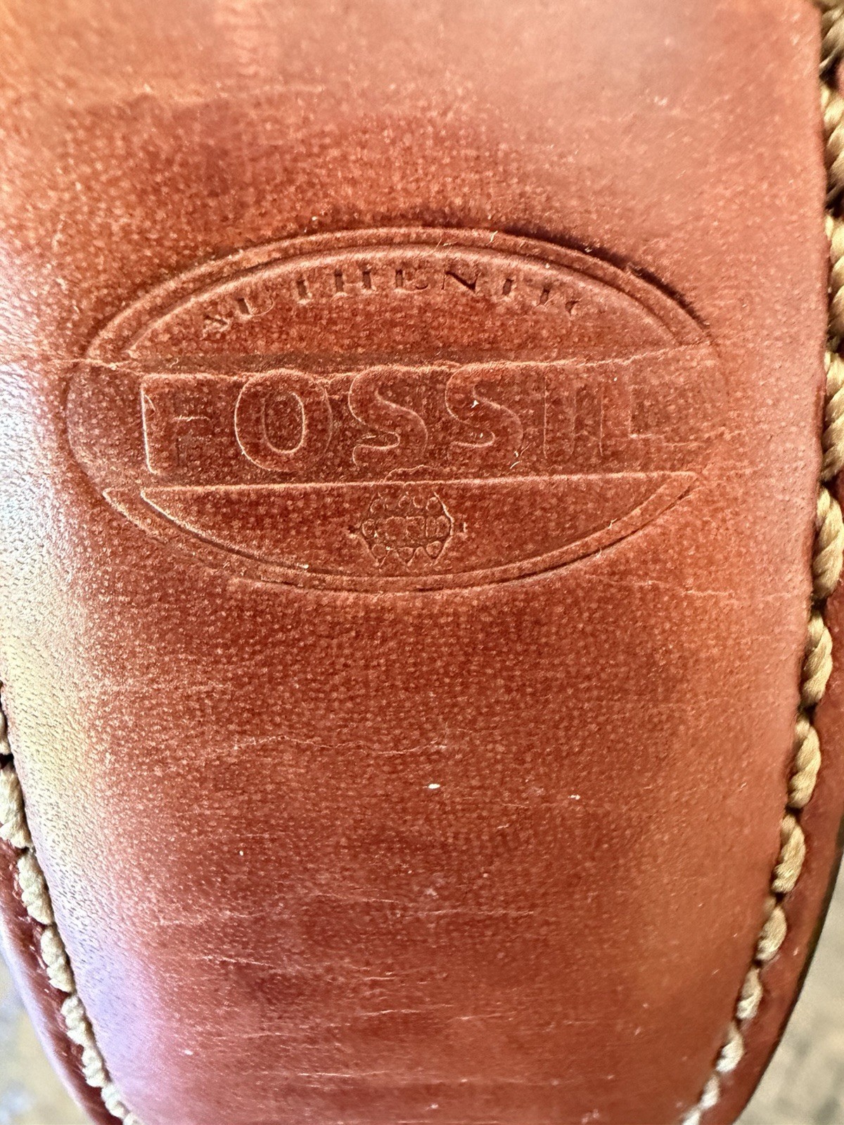Fossil Men’s Brown Solid Dress Belt Size 42 Regular Adjustable Logo Buckle