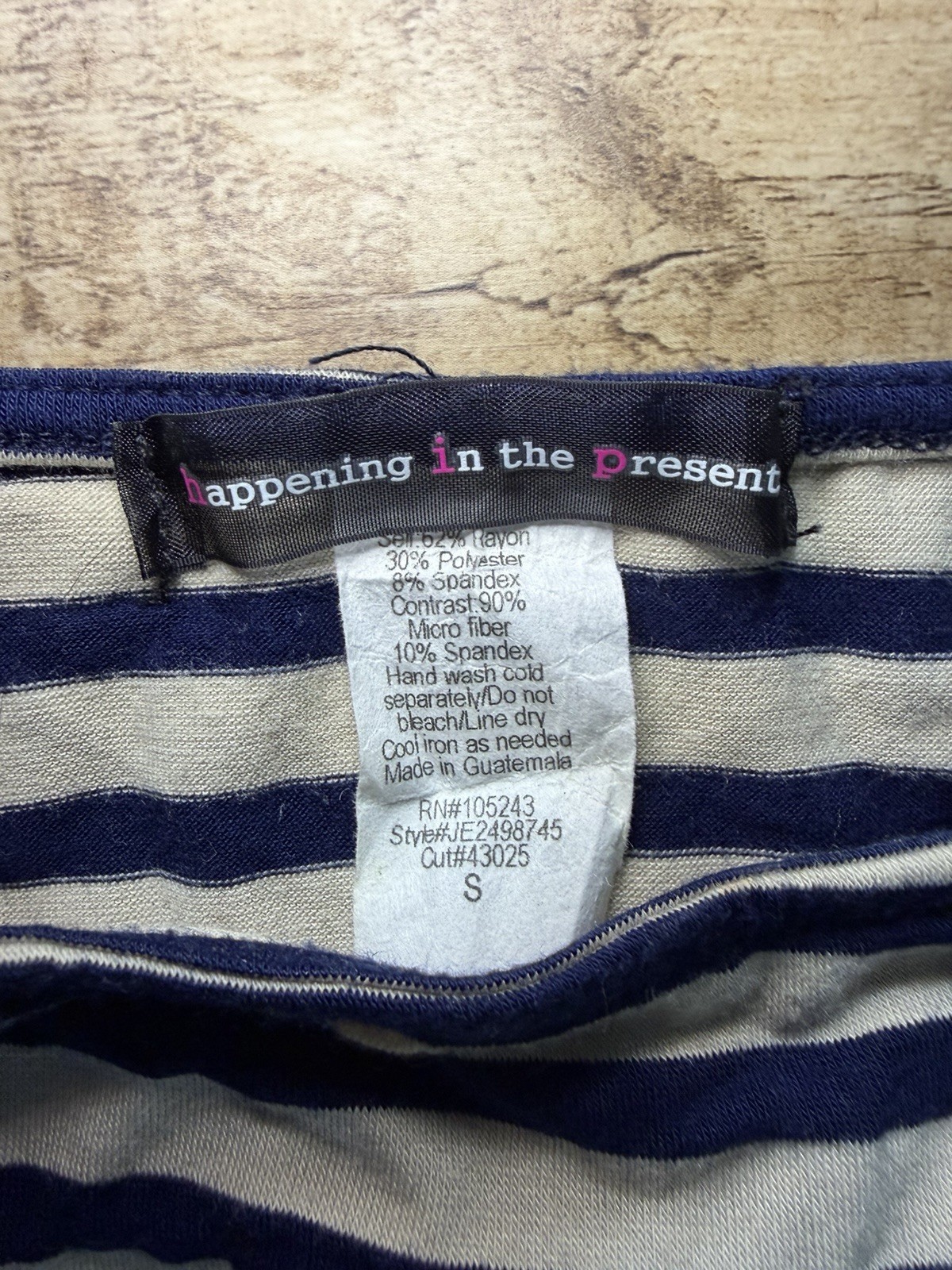 Happening In The Present Women’s Striped 3/4 Sleeve Shirt Top Size S