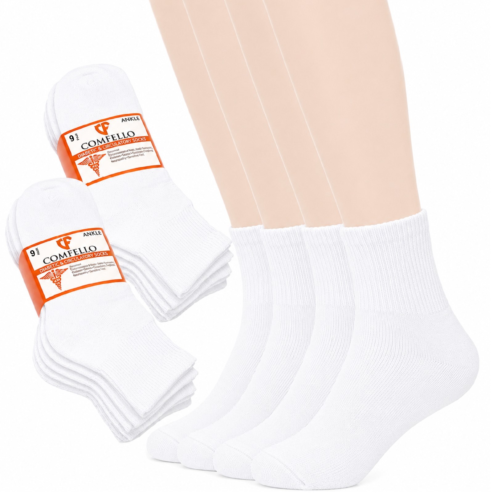 9 Pair Diabetic Sock Quarter Men Women Circulatory Non-Binding Cotton 9-11 10-13