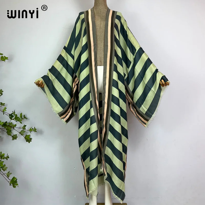Kimono Africa Summer Boho Stripe Print Beach Swimwear Elegant Cardigan Sexy Holi