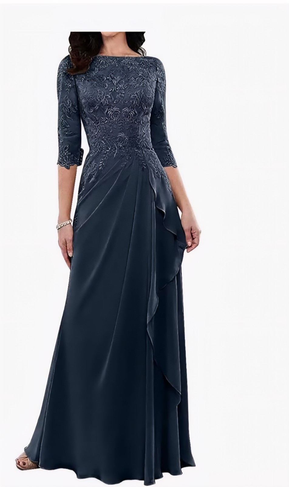 Navy Evening Gown. 3/4 Sleeves, Size 18W, NEW! ( pink dress not available)