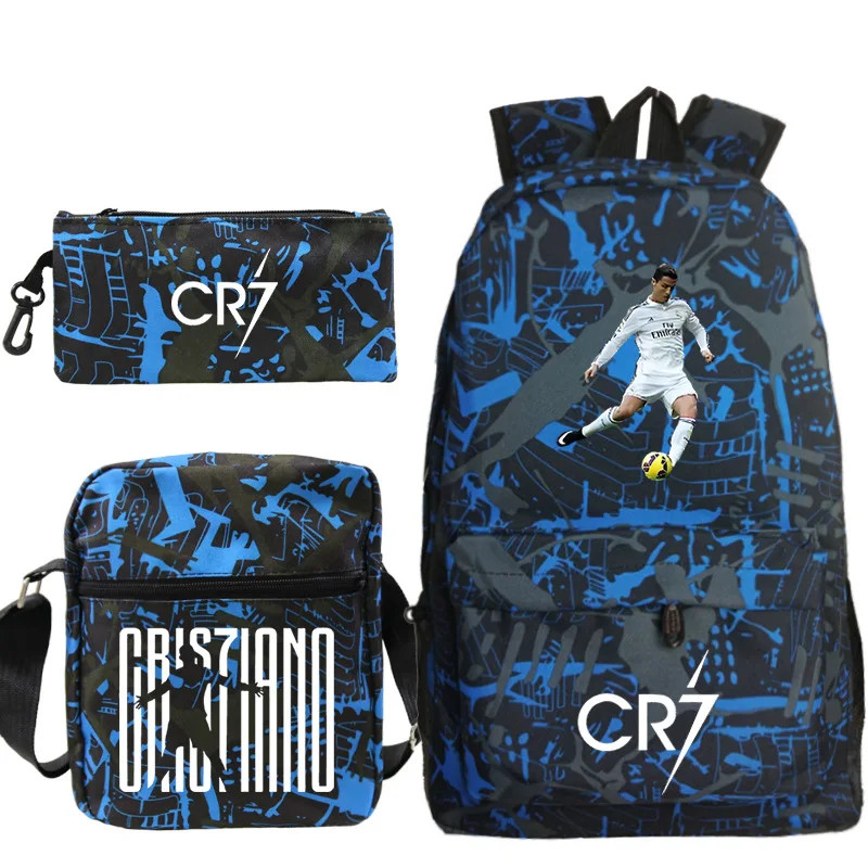 New 3Pcs CR7 Backpacks Simple Style Lightweight Boys Girls School Bags Capacity