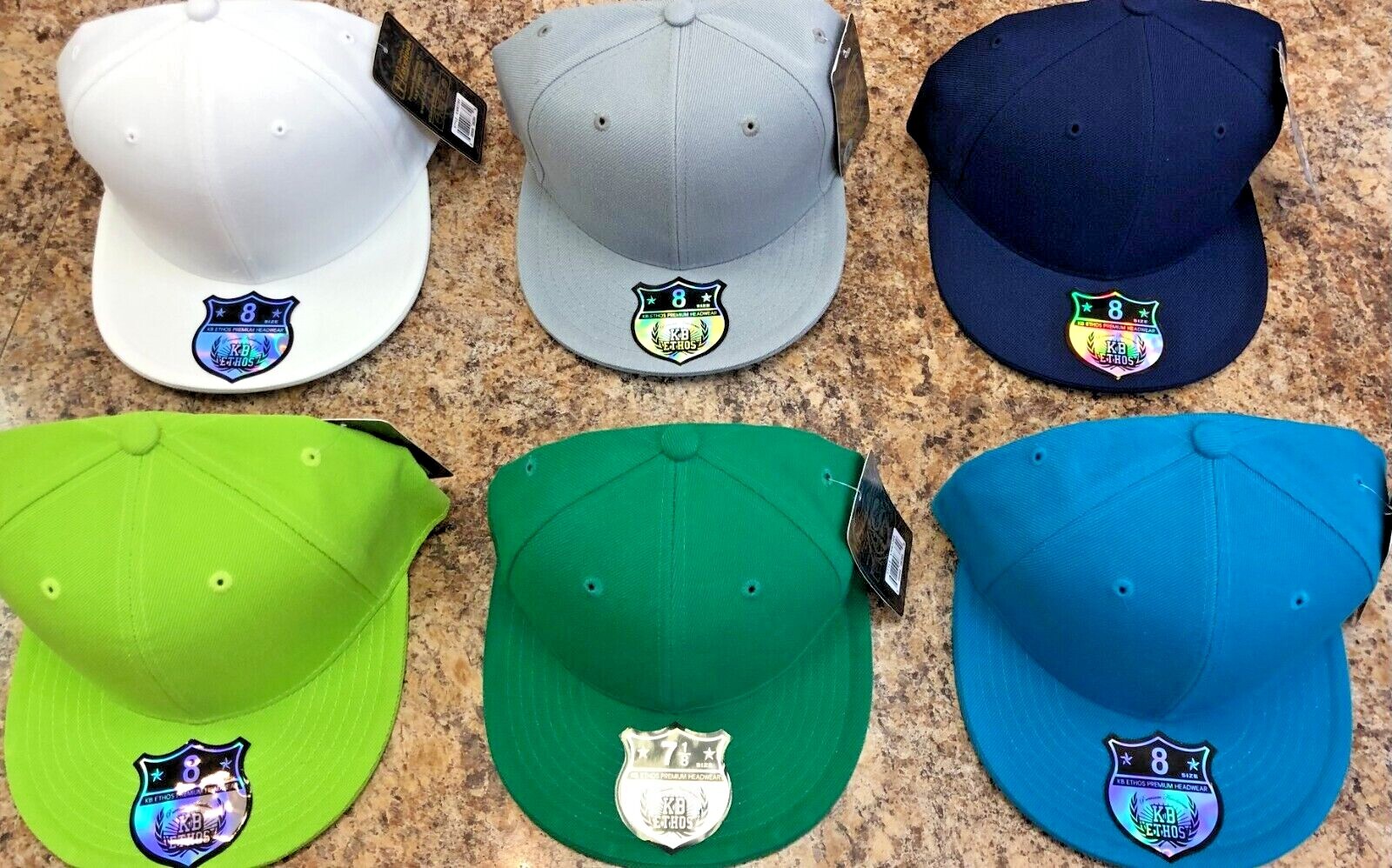 Original Plain Fitted Caps Flat Bill Hats [[ KB ]] Solid Colors ( New Item )