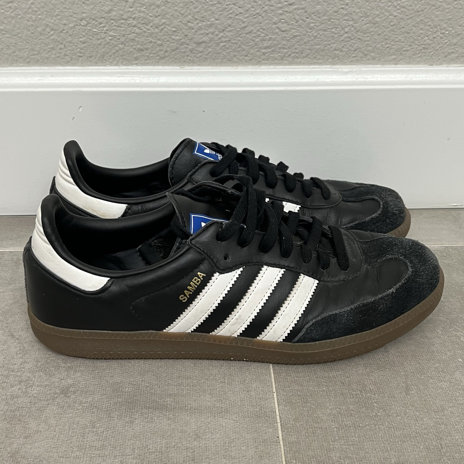 Adidas Samba OG Mens Size 10 Black Athletic Lifestyle Gum Bottom Sneakers Shoes