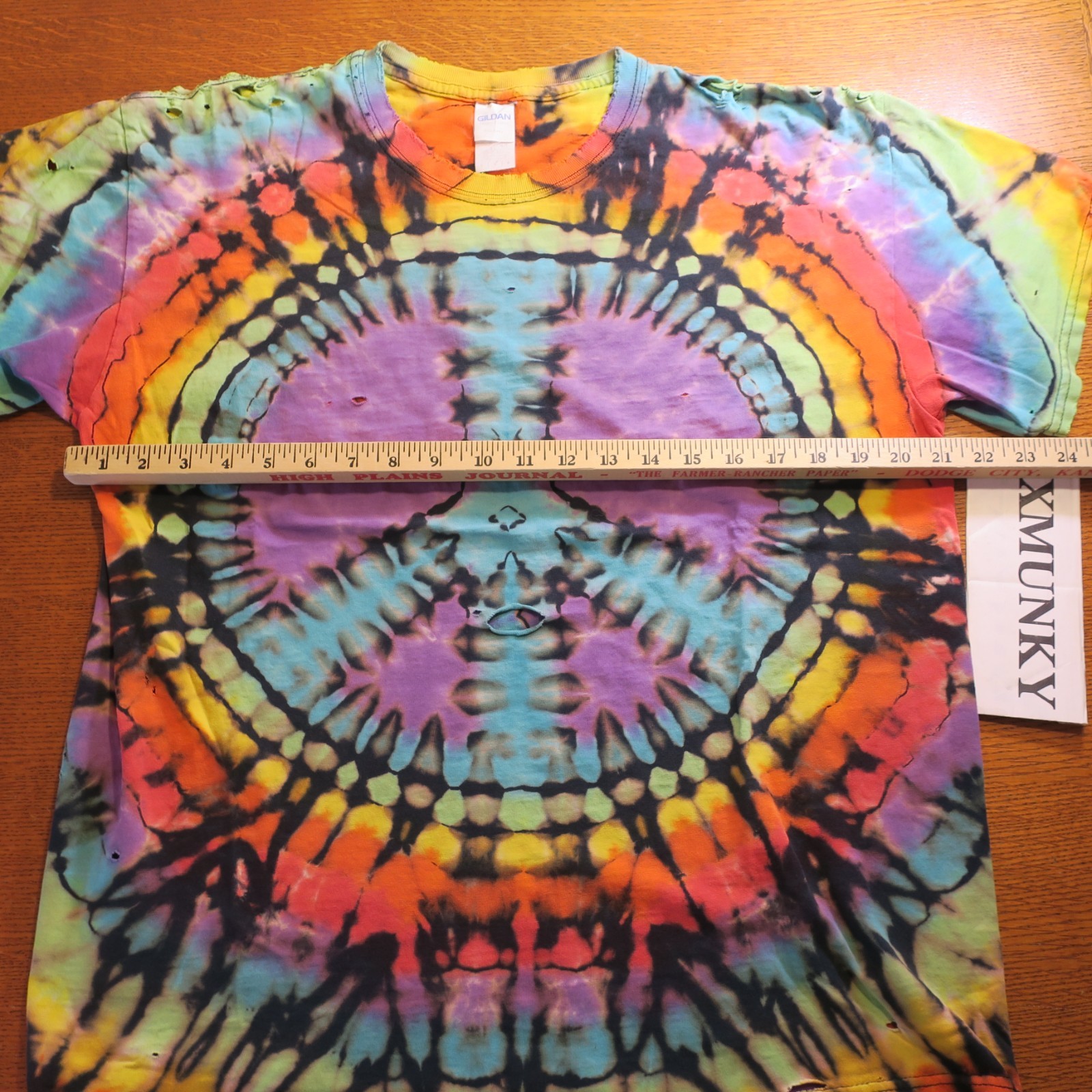 Vintage Custom Peace sign Tie Dye Blank T-Shirt Large Distressed 90’s Festival