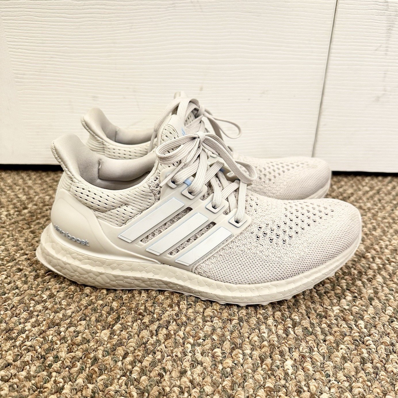 adidas UltraBoost 1.0 Grey Glow Blue Primeknit Low Top Women’s JH9211