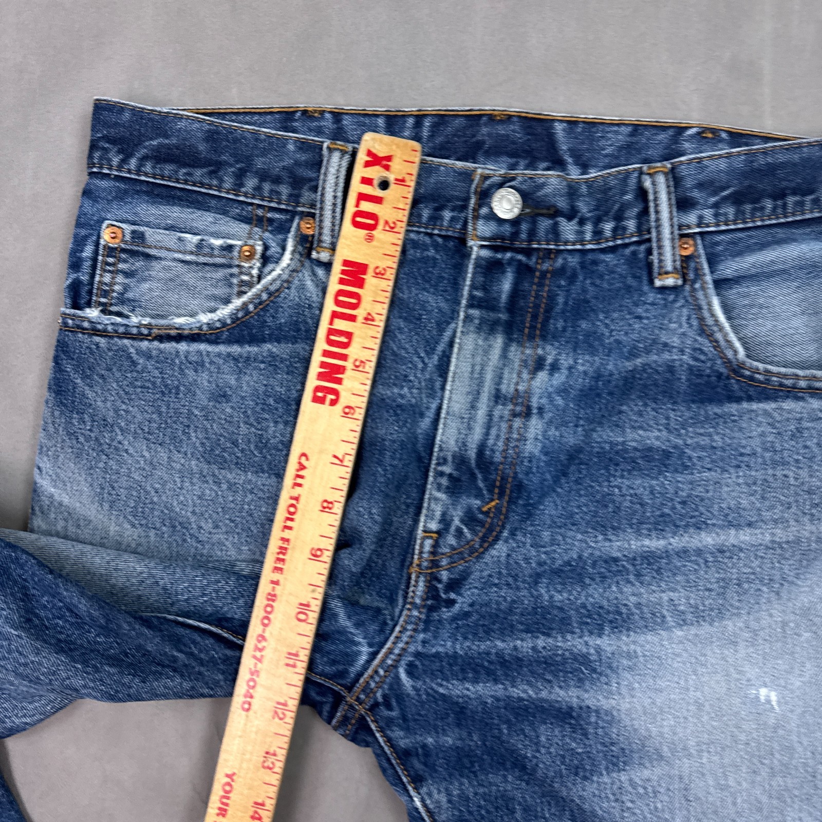 Levis 517 Jeans Mens 34×29 Blue Bootcut Denim Pants Repaired Faded Distressed