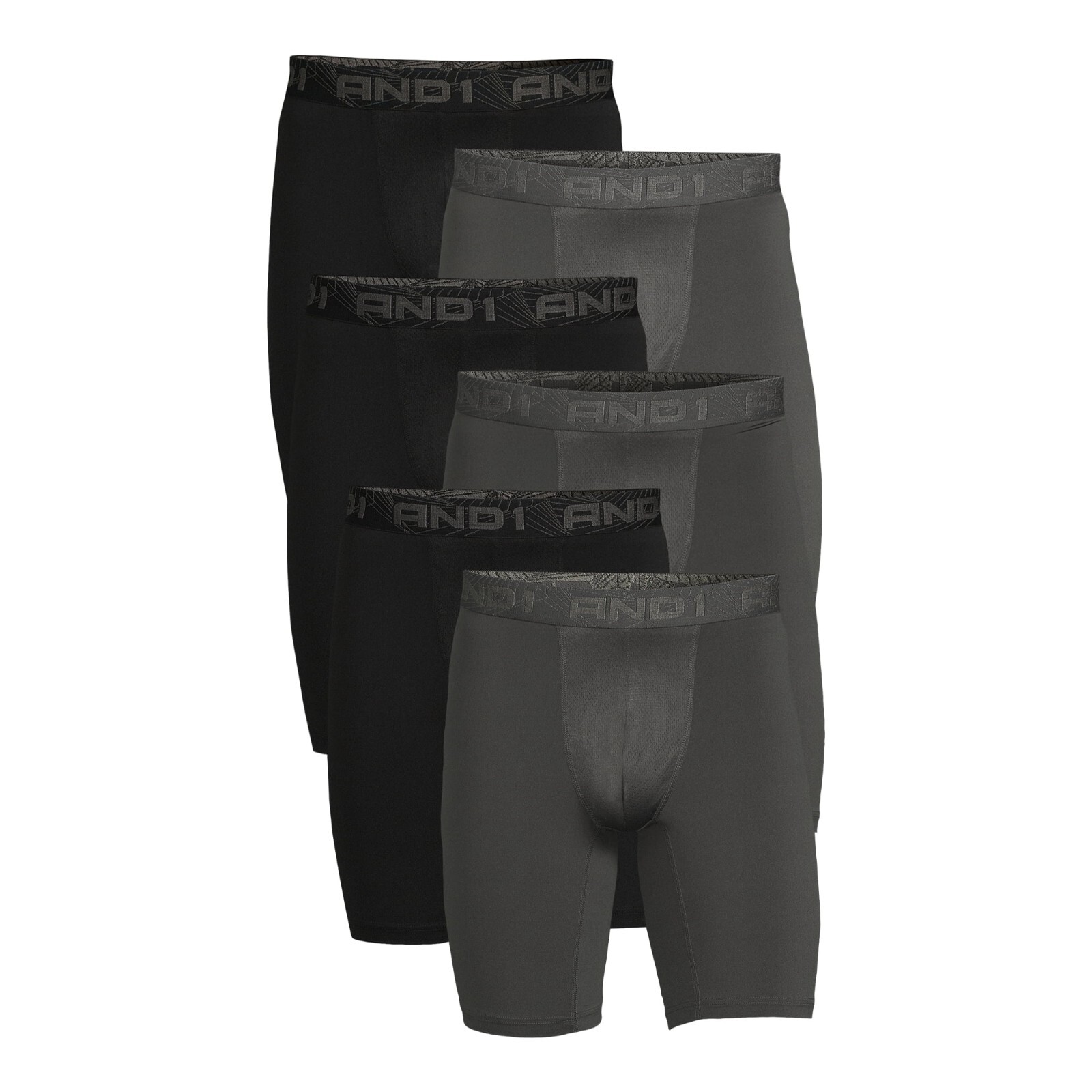 Choose Size 6-Pairs And1 ProPlatinum Underwear Long 9″ Boxer Briefs Black Grey