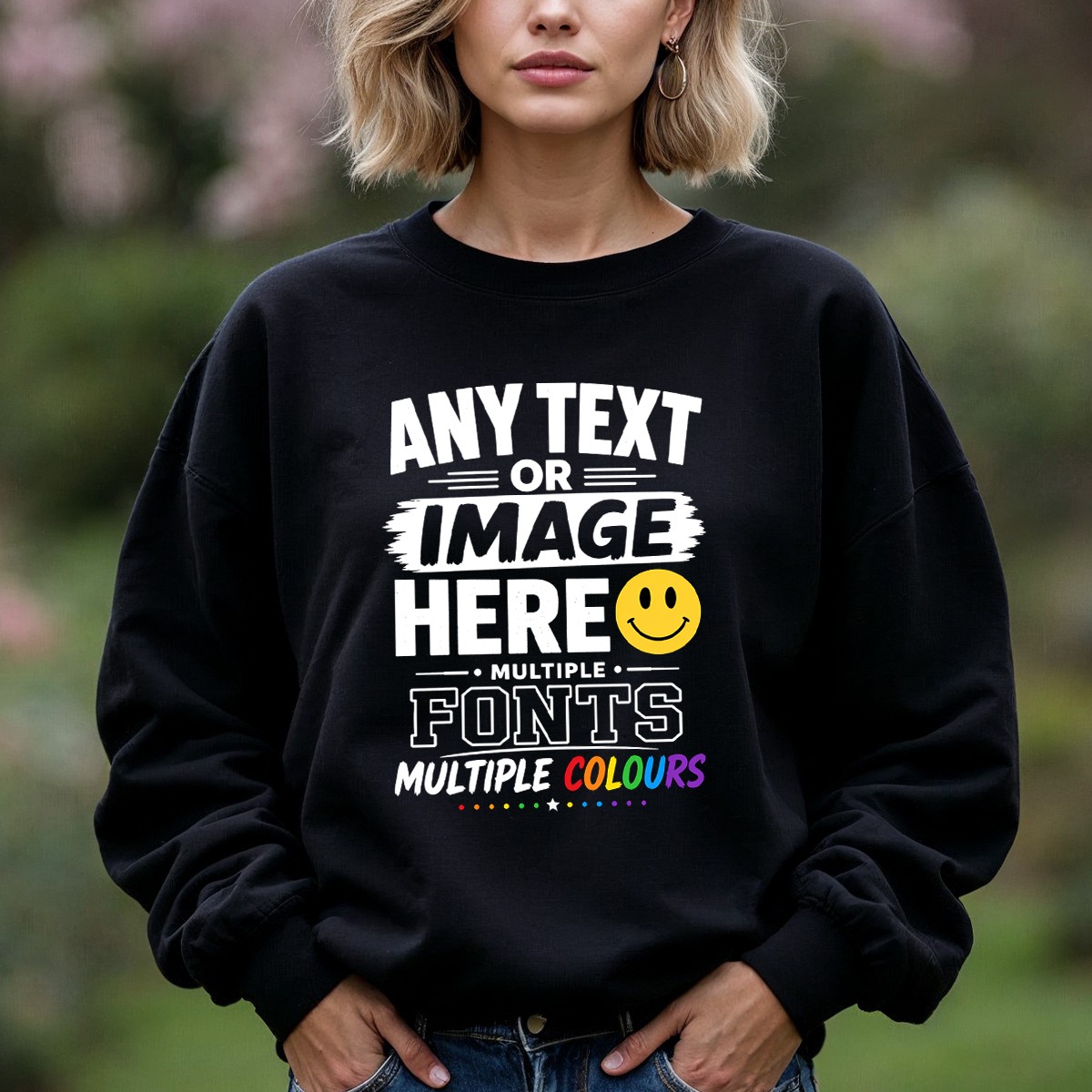 Personalised Unisex Sweatshirt Customise With Any Text And Photo Image Design