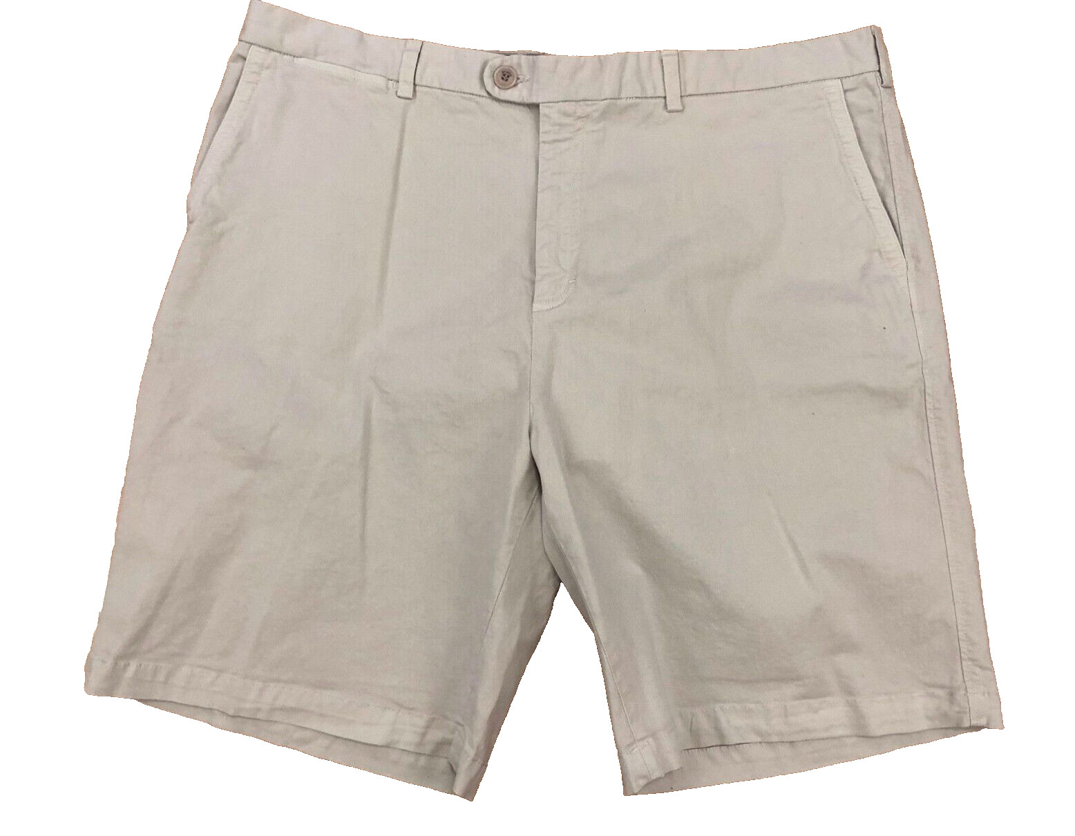Bugatchi Uomo Men’s Size 40 Beige Cotton Blend Flat Front Walking Shorts