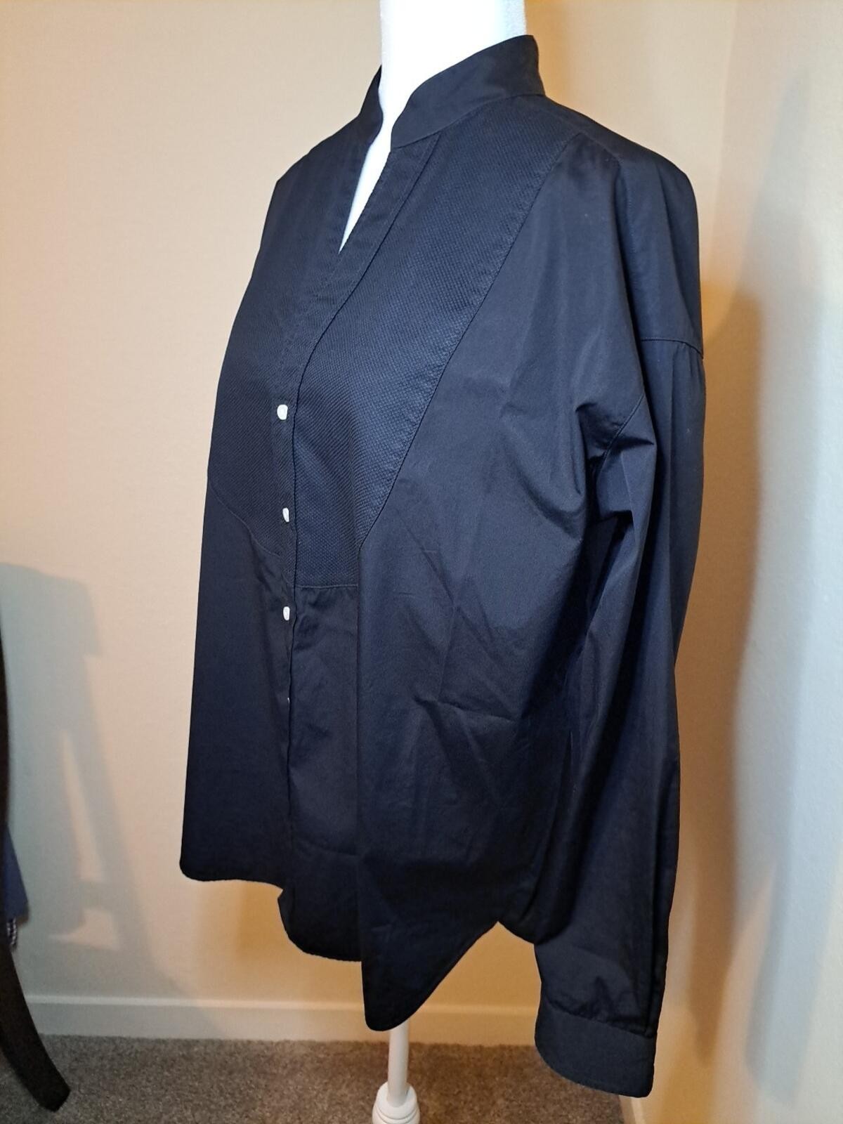 Frank & Eileen Victoria Italian Tuxedo Shirt Black Size S EUC Returns Accepted