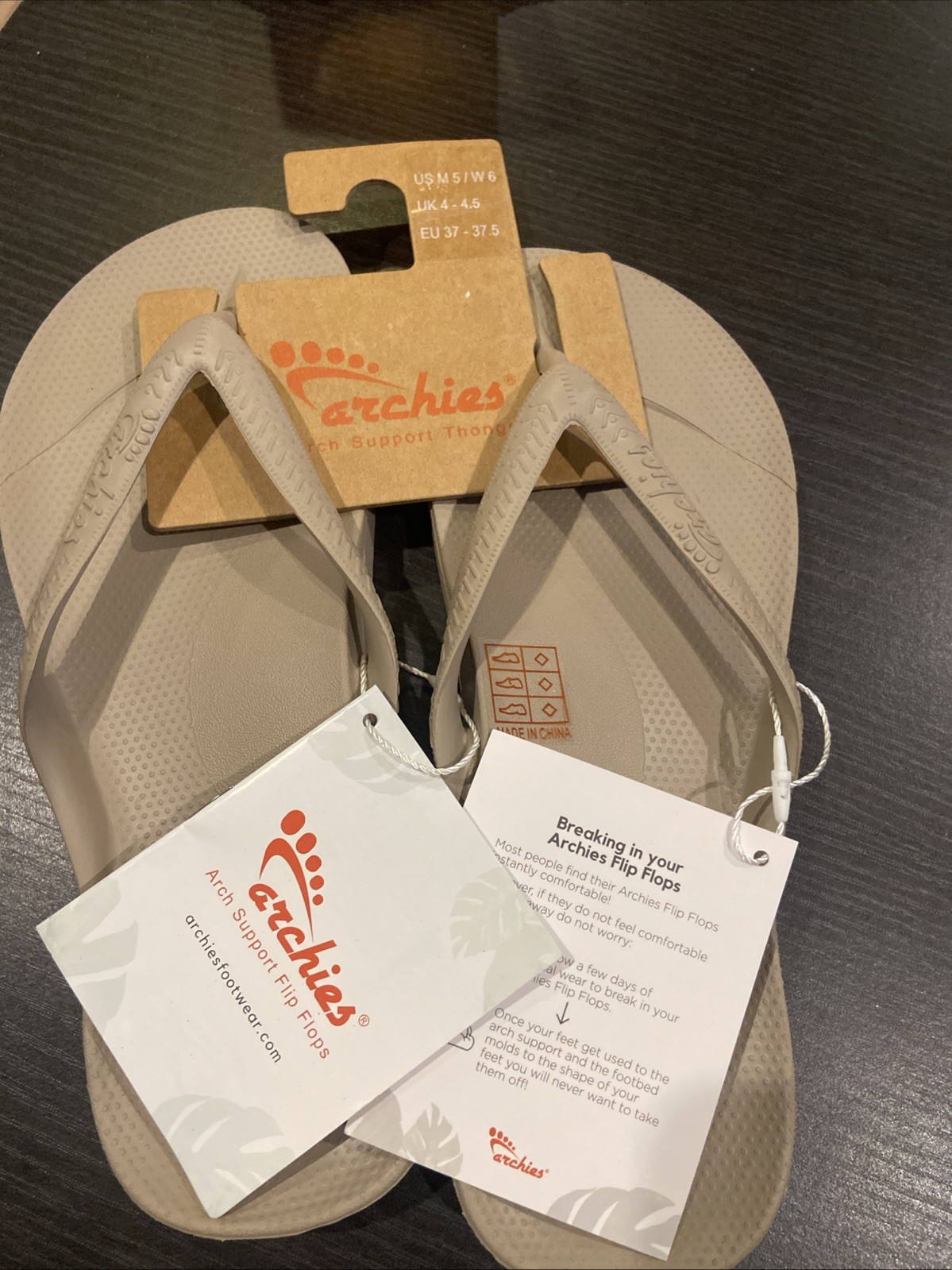Size 6 Women’s Archies, Arch Support Flip Flop ARCHFLIP-TAUPE Taupe SYNTHETIC