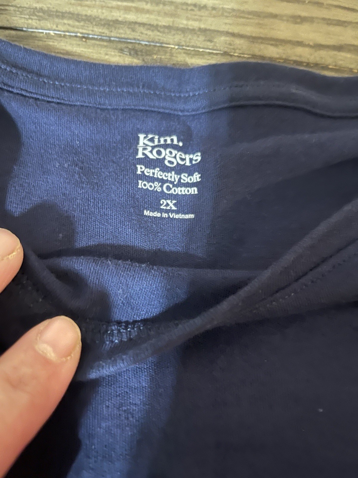 Kim Rogers 2X Plus Navy 100% Cotton Knit Tunic Tee Crew Neck New with tags