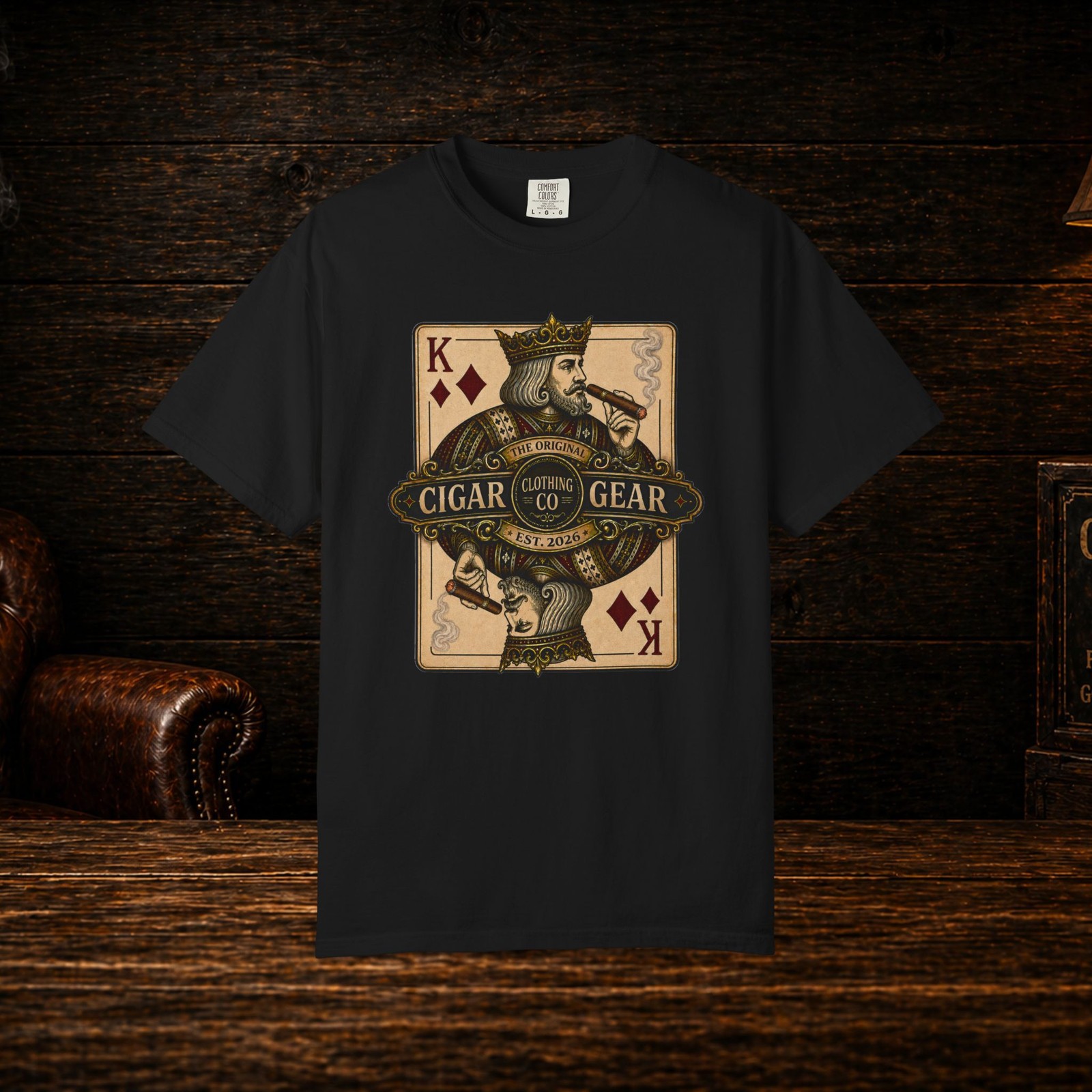 King of Diamonds Cigar T Shirt Men’s Graphic Tee Poker & Cigar Apparel