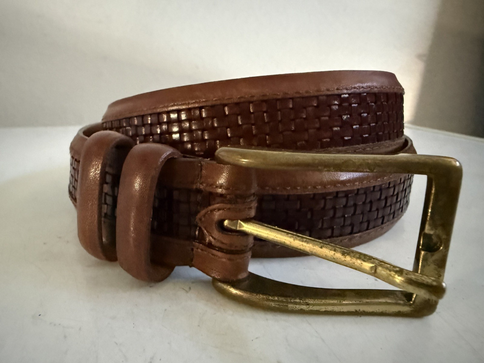 Allen Edmonds Triple Braid Brown Belt Calfskin Leather 28006 Size 40 Made In USA