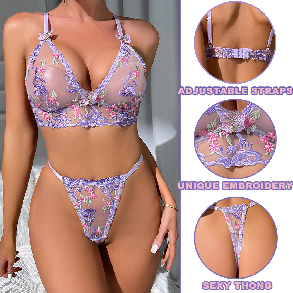 Women’s Sexy Lingerie Lace Babydoll Bra Thong Set Sleepwear Underwear Nightwear