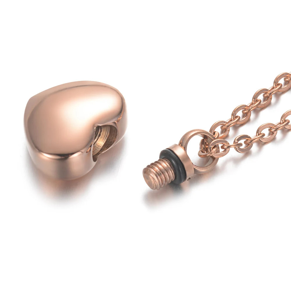 Stainless Steel Heart Urn Necklace Human Pet Ashes Cremation Pendant